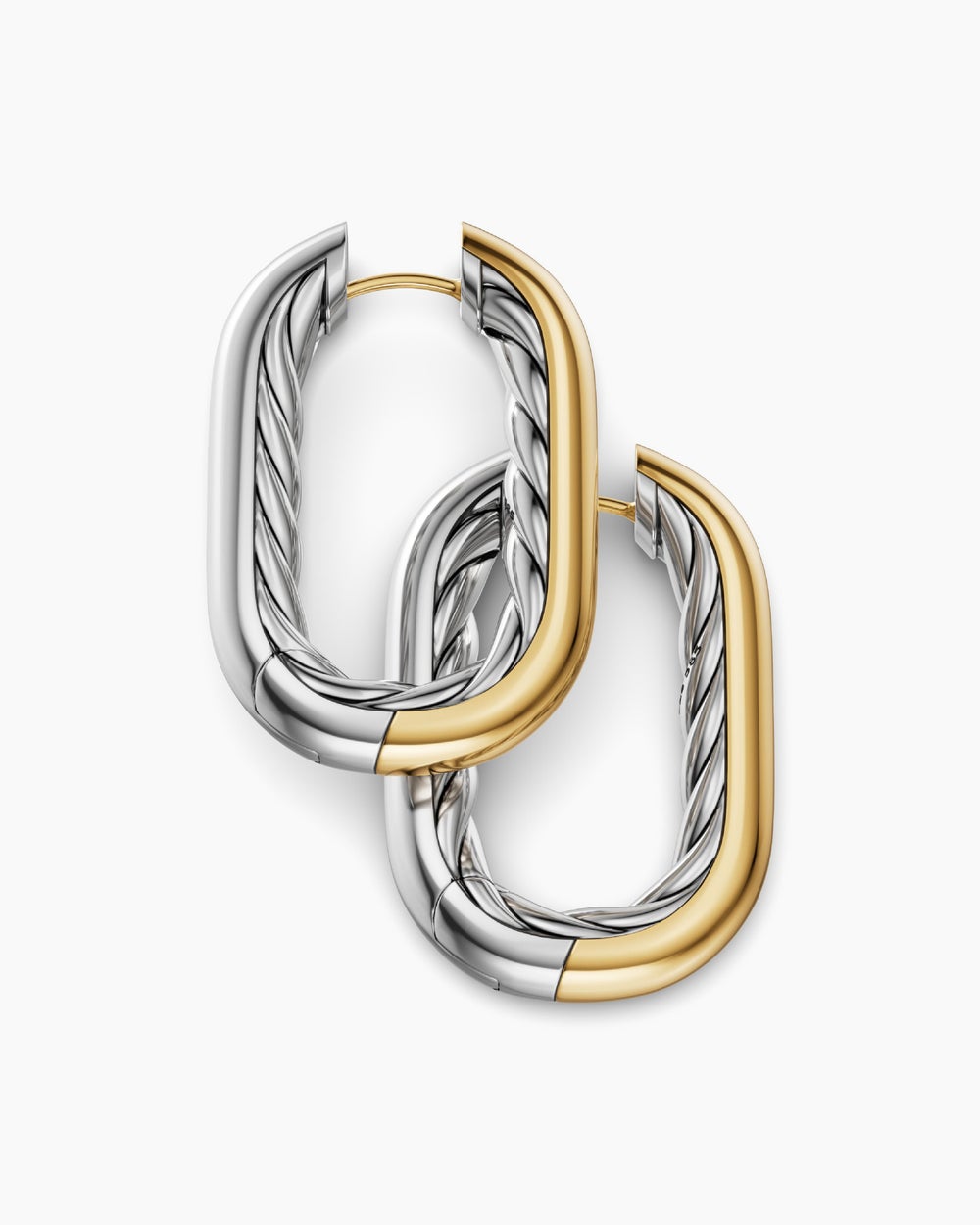 Womens DY Madison® Smooth Hoop Earrings in Sterling Silver with 14K Yellow Gold, 29.5mm
