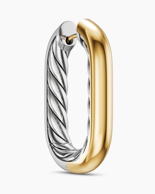 Womens DY Madison® Smooth Hoop Earrings in Sterling Silver with 14K Yellow Gold, 29.5mm