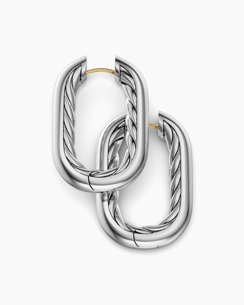Womens DY Madison® Smooth Hoop Earrings in Sterling Silver, 29.5mm