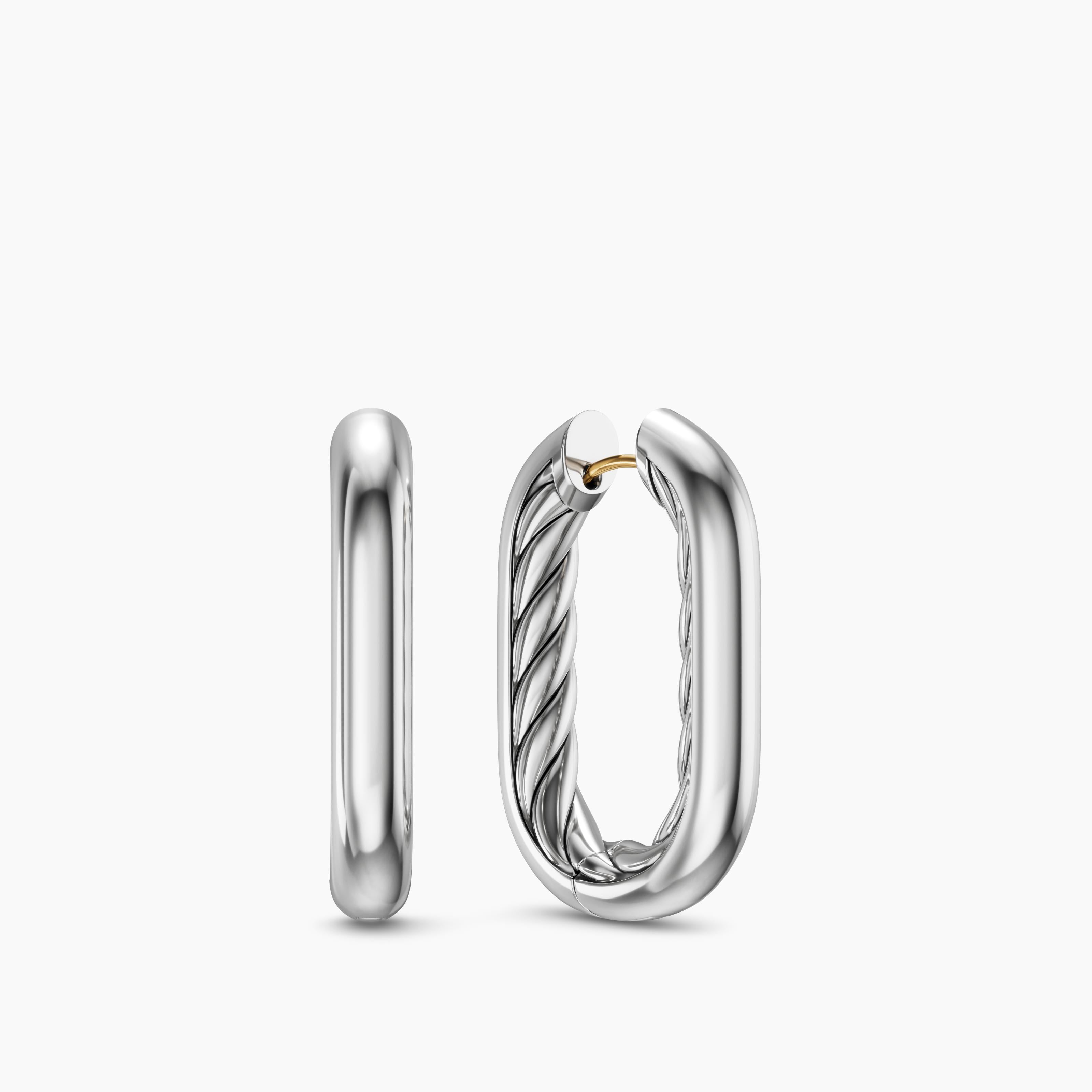 Womens DY Madison&reg; Smooth Hoop Earrings in Sterling Silver, 29.5mm