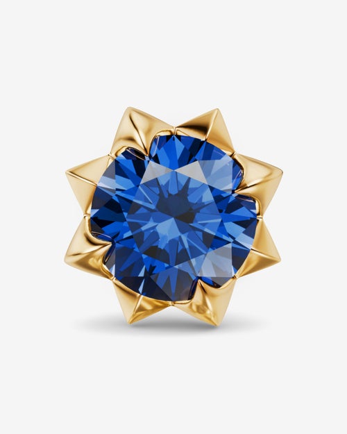 Womens Petite Pavé Stud Earrings in 18K Yellow Gold with Blue Sapphires, 5mm