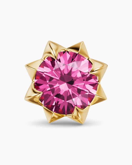 Womens Petite Pavé Stud Earrings in 18K Yellow Gold with Pink Sapphires, 5mm