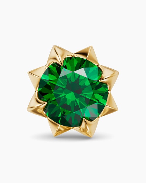 Womens Petite Pavé Stud Earrings in 18K Yellow Gold with Tsavorites, 5mm