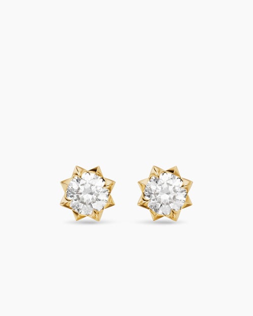 Womens Petite Pavé Stud Earrings in 18K Yellow Gold with Diamonds, 5mm