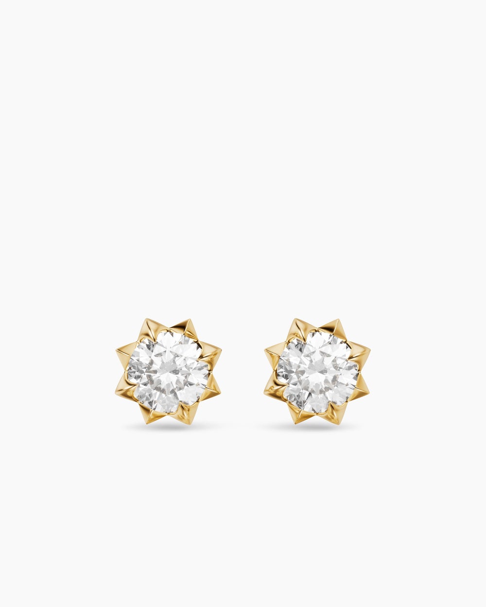 Womens Petite Pavé Stud Earrings in 18K Yellow Gold with Diamonds, 5mm