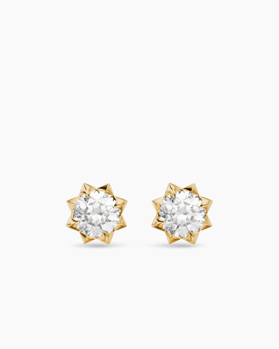 Petite Pavé Stud Earrings in 18K Yellow Gold with Diamonds, 5mm