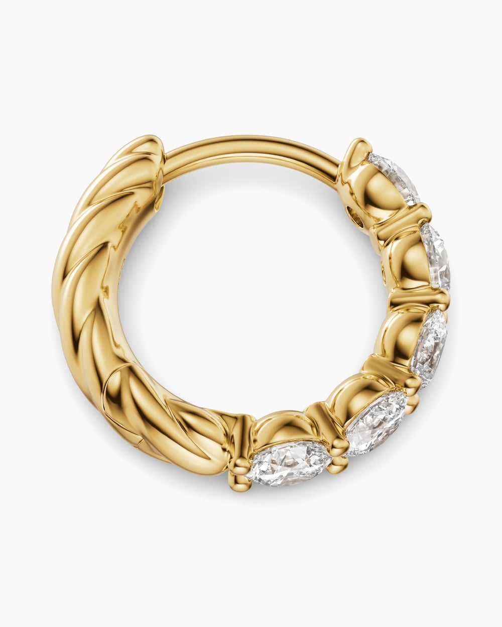 Womens Petite Pavé Hoop Earrings in 18K Yellow Gold with Diamonds, 11.6mm