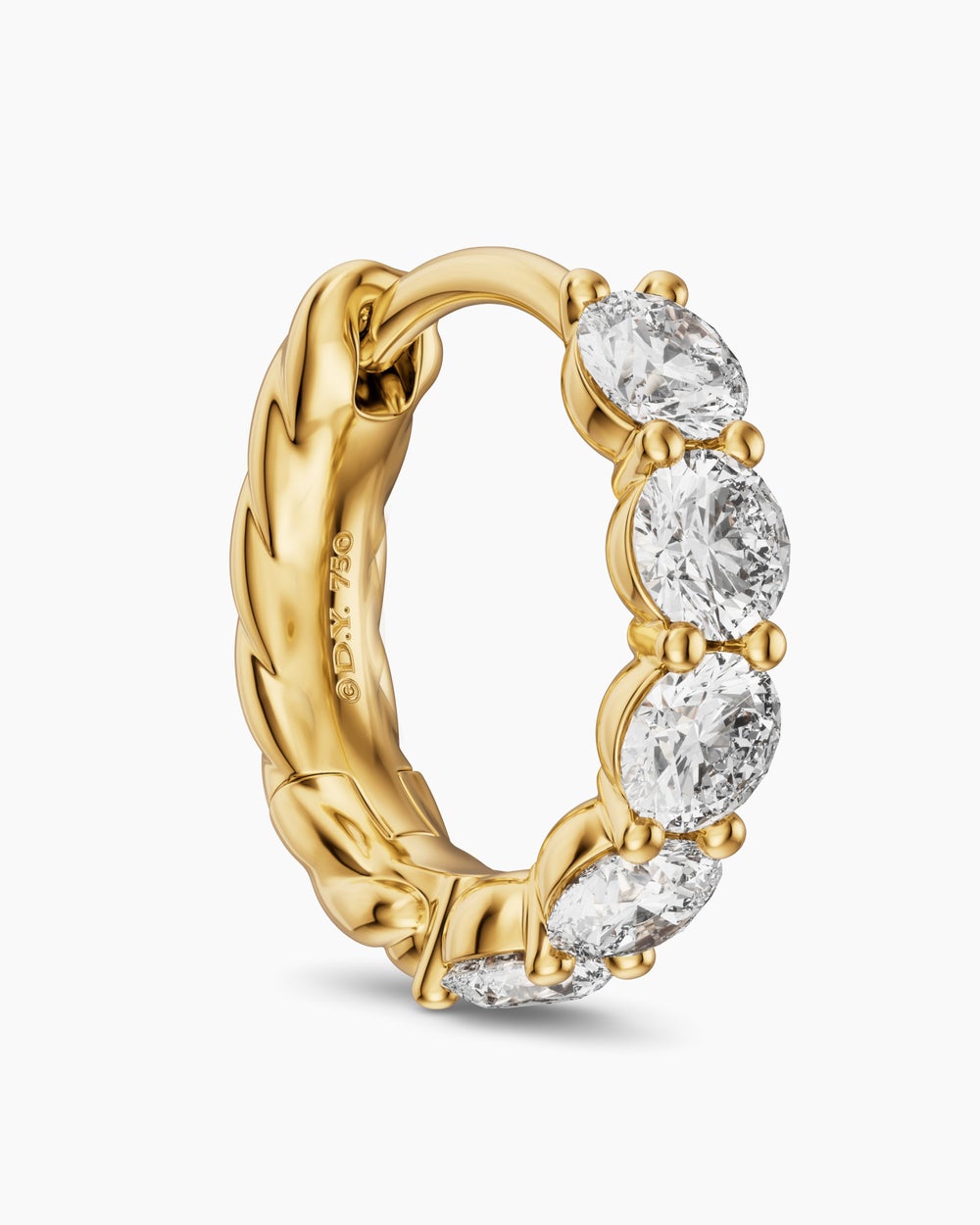 Womens Petite Pavé Hoop Earrings in 18K Yellow Gold with Diamonds, 11.6mm