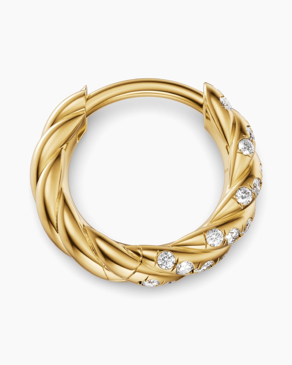 Womens Petite Pavé Hoop Earrings in 18K Yellow Gold with Diamonds, 10mm