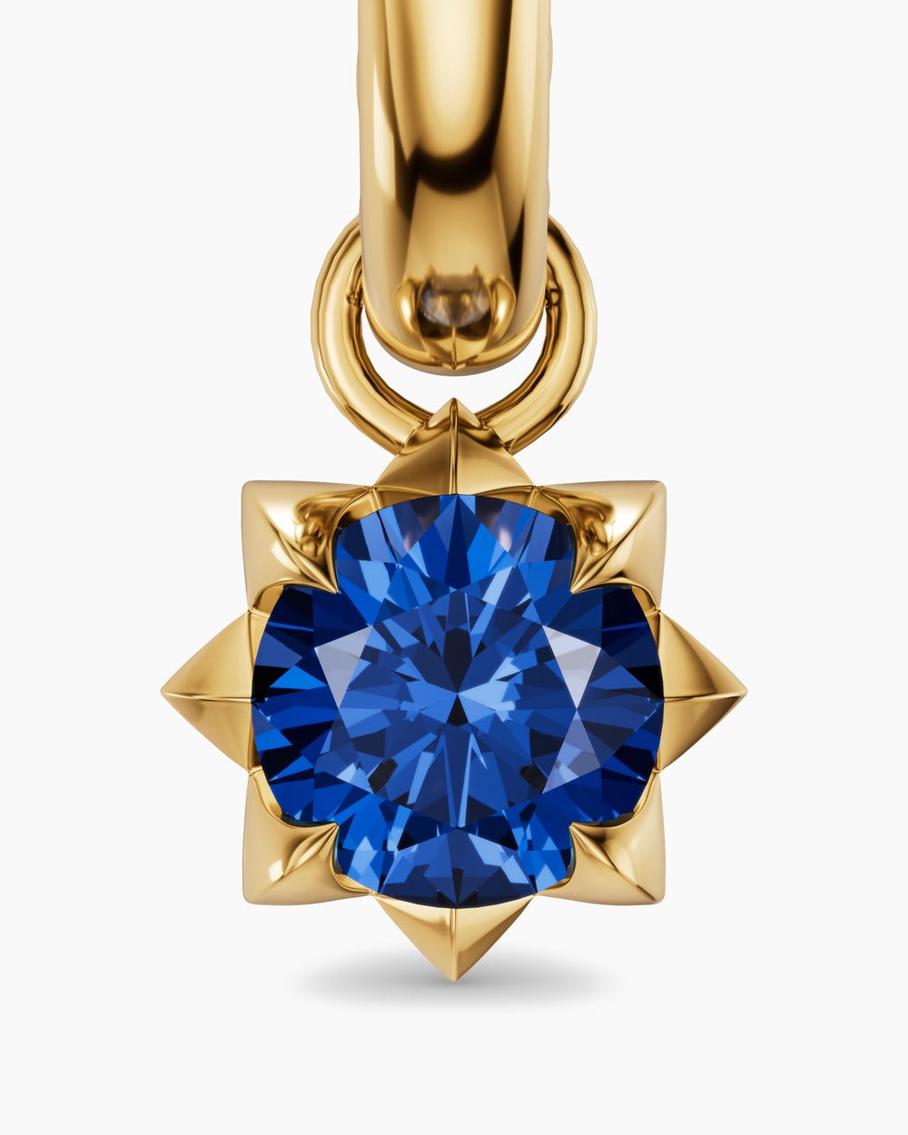 Womens Petite Pavé Stone Drop Earrings in 18K Yellow Gold with Blue Sapphires, 4.5mm