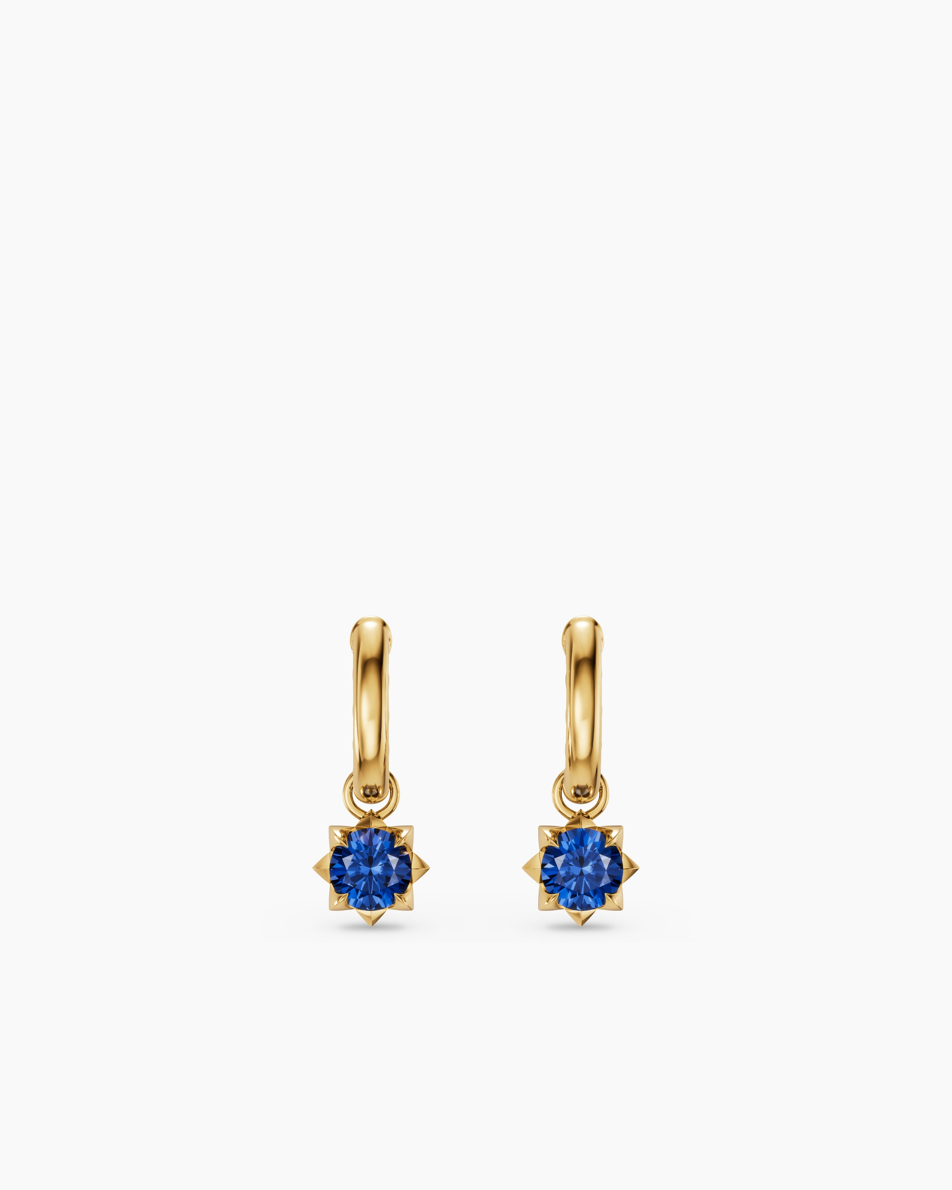Pendants d&rsquo;oreilles &agrave; pierre Petite Pav&eacute; en or jaune 18 carats avec saphirs bleus, 4,5 mm femmes 