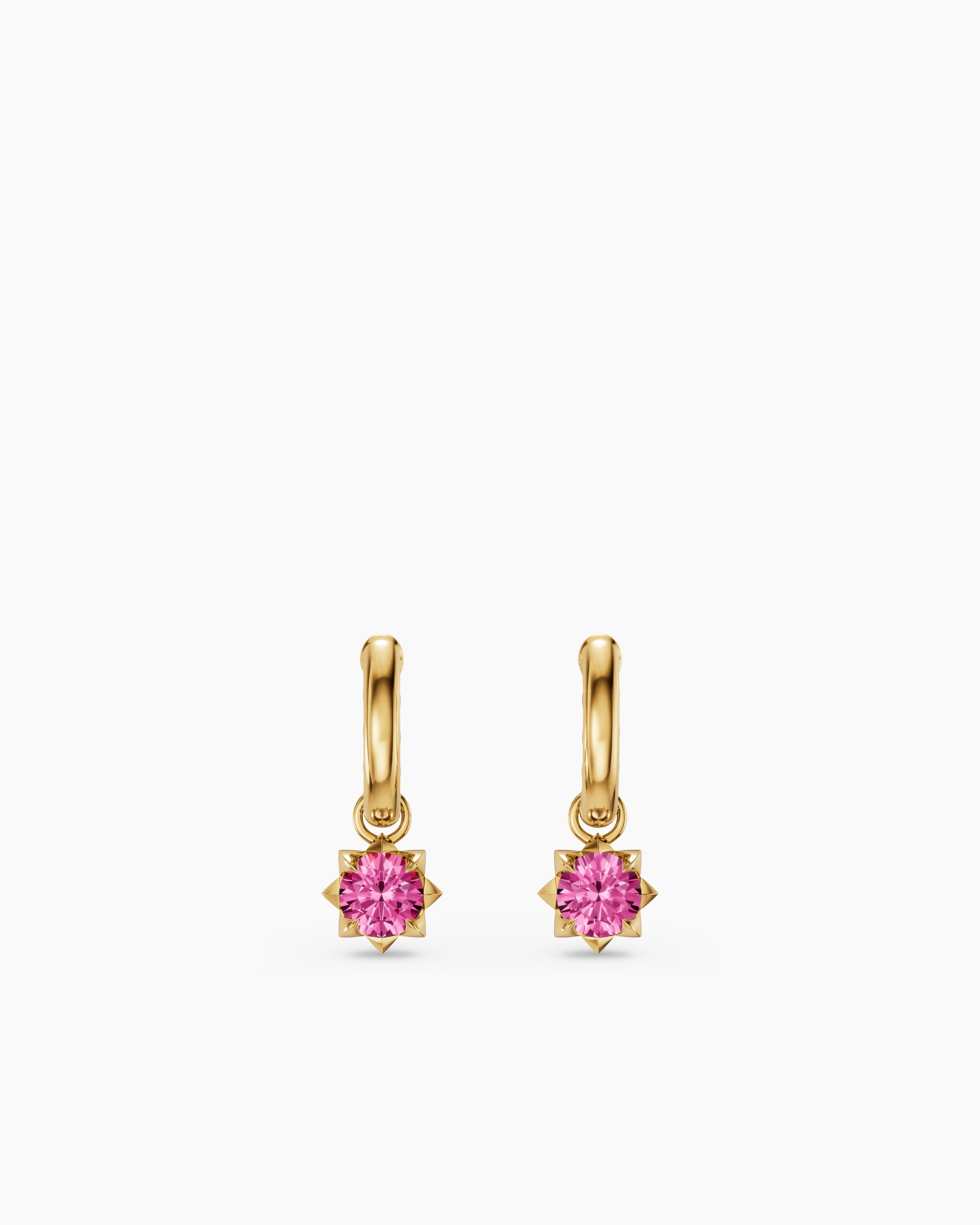 Pendants d&rsquo;oreilles &agrave; pierre Petite Pav&eacute; en or jaune 18 carats avec saphirs roses, 4,5 mm femmes 