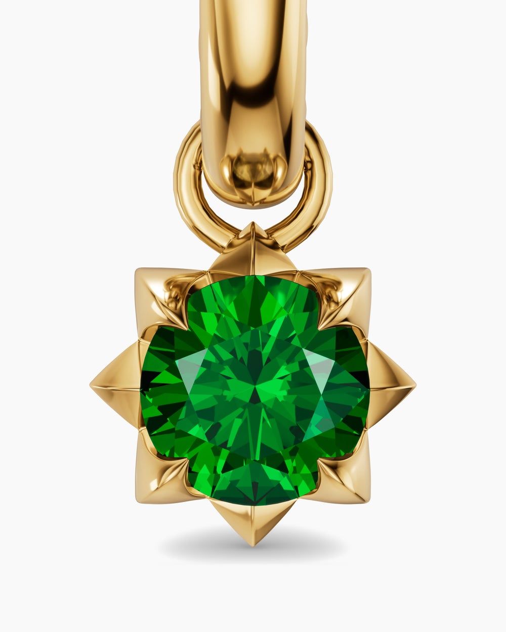 Womens Petite Pavé Stone Drop Earrings in 18K Yellow Gold with Tsavorites, 4.5mm