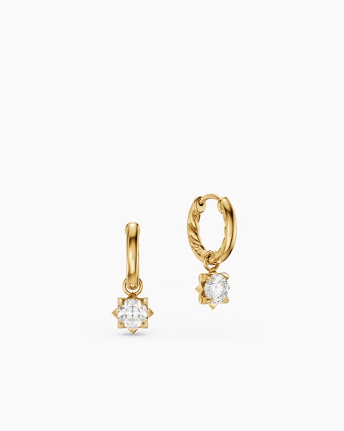 Womens Petite Pavé Stone Drop Earrings in 18K Yellow Gold with Diamonds, 4.5mm