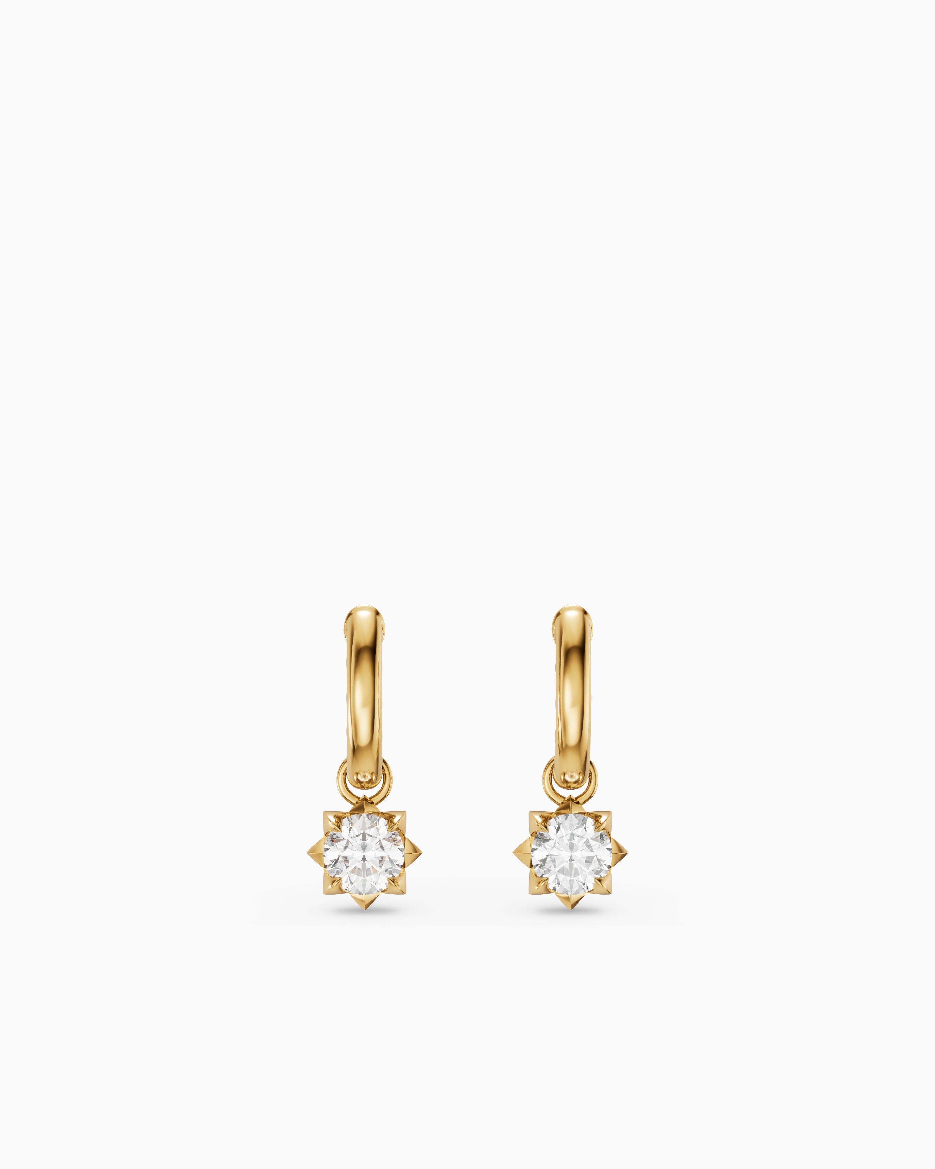 Womens Petite Pav&eacute; Stone Drop Earrings in 18K Yellow Gold with Diamonds, 4.5mm