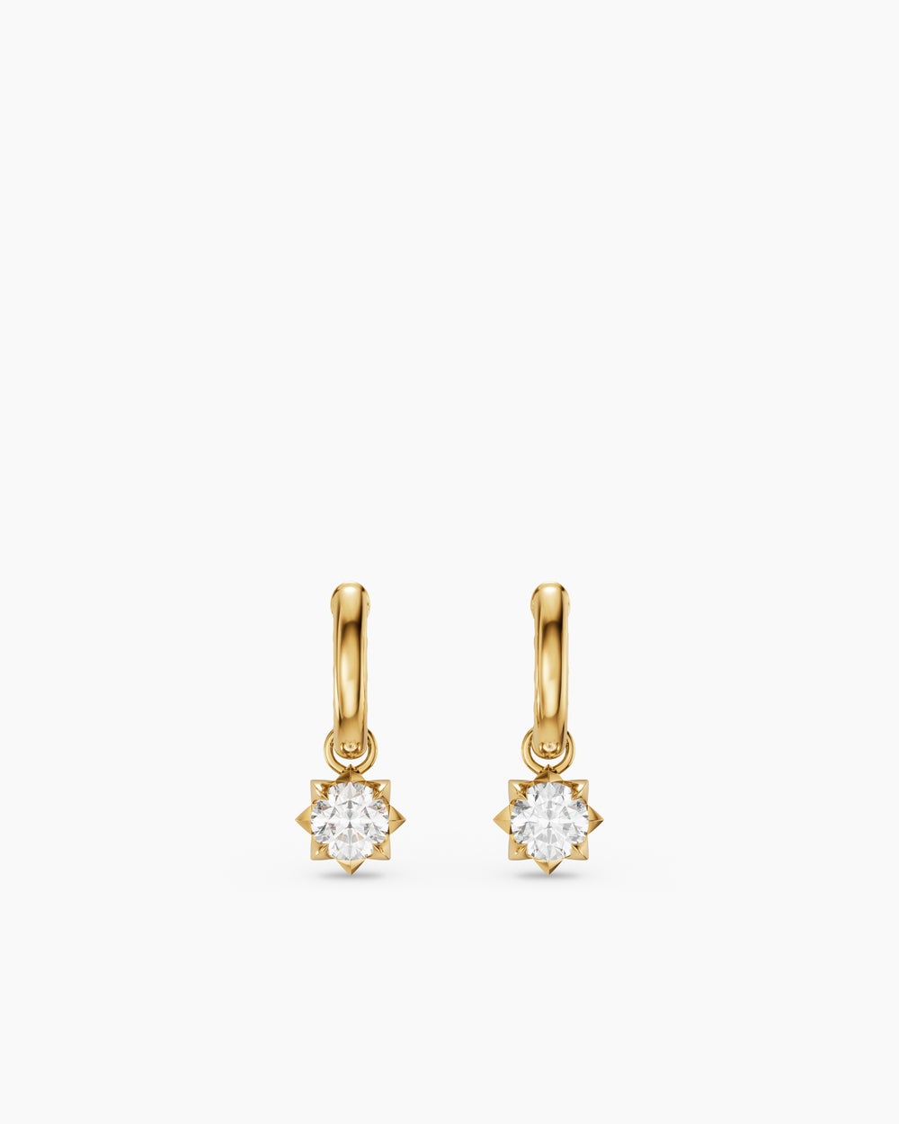 Womens Petite Pavé Stone Drop Earrings in 18K Yellow Gold with Diamonds, 4.5mm