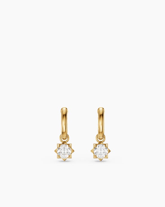 Petite Pavé Stone Drop Earrings in 18K Yellow Gold with Diamonds, 4.5mm
