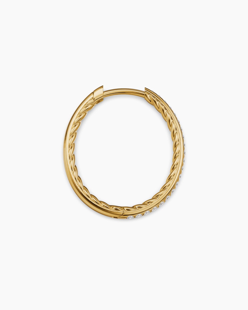 Womens Petite Pavé Hoop Earrings in 18K Yellow Gold with Diamonds, 19.3mm
