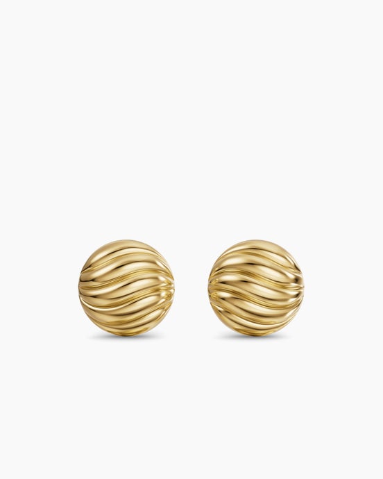 Sculpted Cable Stud Earrings in 18K Yellow Gold, 9mm