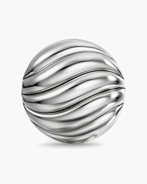 Womens Sculpted Cable Stud Earrings in Sterling Silver, 9mm