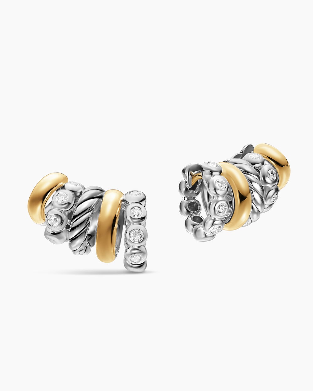 Créoles montantes multiples en argent sterling de DY Mercer avec or jaune 18 carats et diamants, 20,6 mm femmes