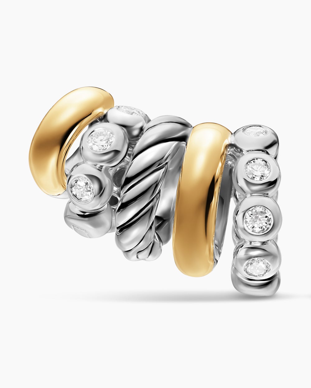 Créoles montantes multiples en argent sterling de DY Mercer avec or jaune 18 carats et diamants, 20,6 mm femmes