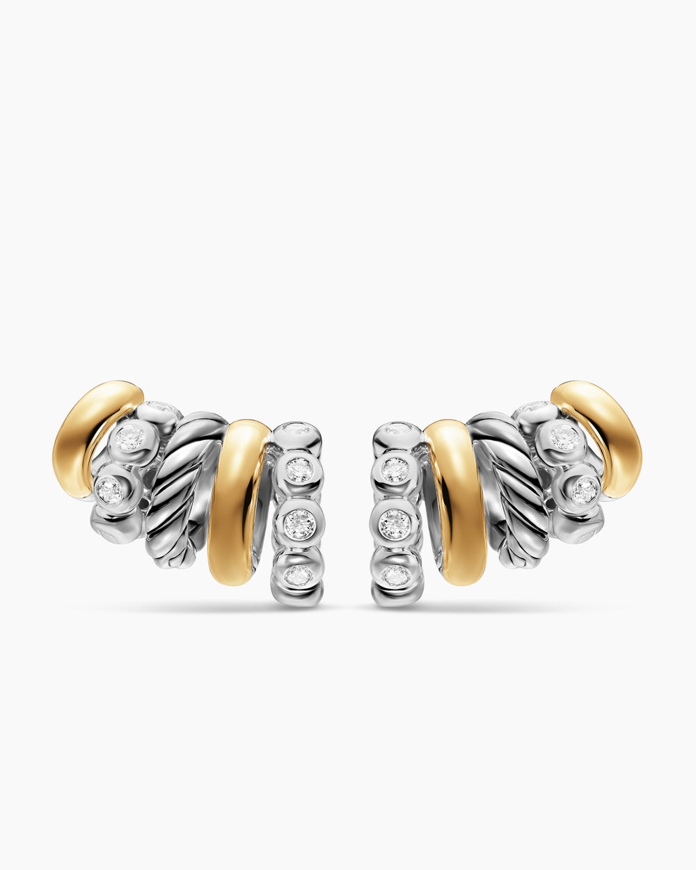 Créoles montantes multiples en argent sterling de DY Mercer avec or jaune 18 carats et diamants, 20,6 mm femmes