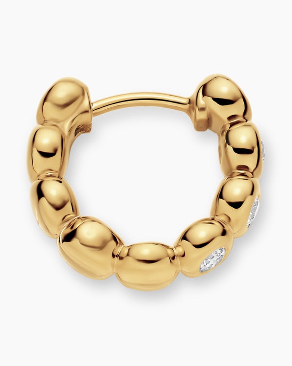 Bezel Set Hoop Earrings in 18K Yellow Gold with Diamonds, 13.4mm