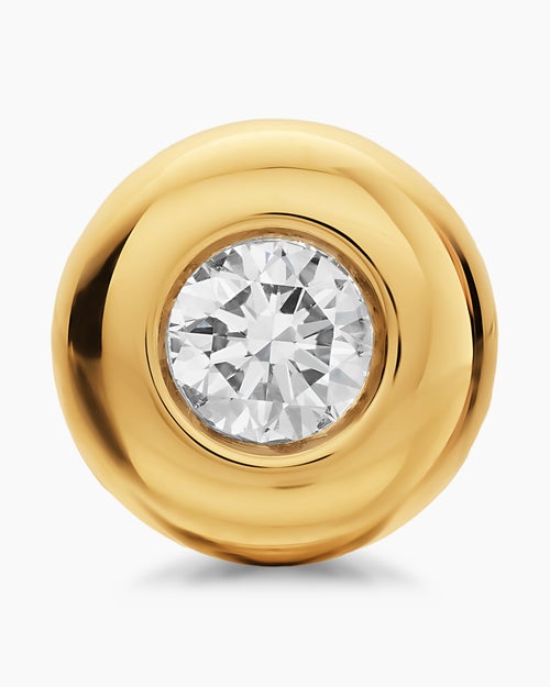 Womens Bezel Set Stud Earrings in 18K Yellow Gold with Diamonds, 6.4mm