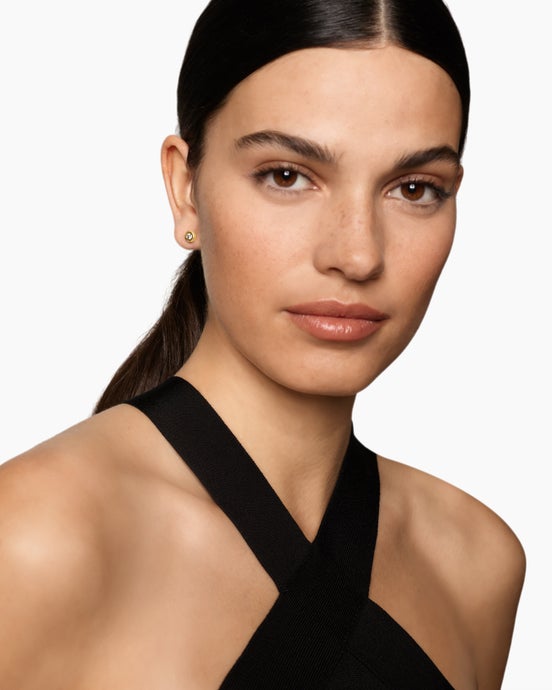 Bezel Set Stud Earrings in 18K Yellow Gold with Diamonds, 6.4mm