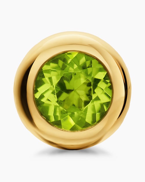 Womens Bezel Set Stud Earrings in 18K Yellow Gold with Peridot, 6.6mm