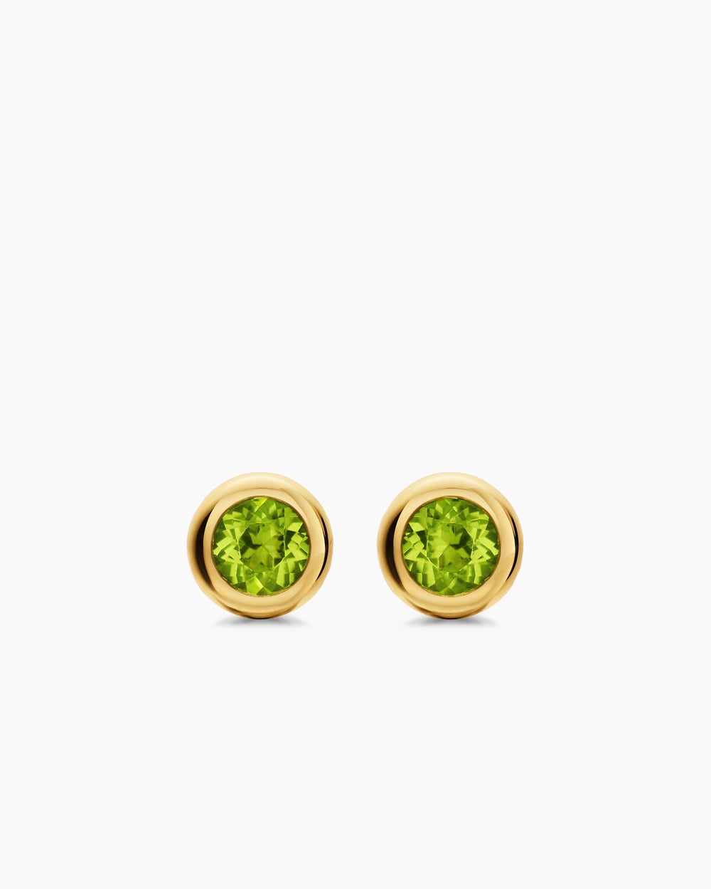 Clous d’oreilles sertis en chaton en or jaune 18 carats et péridot, 6,6 mm femmes