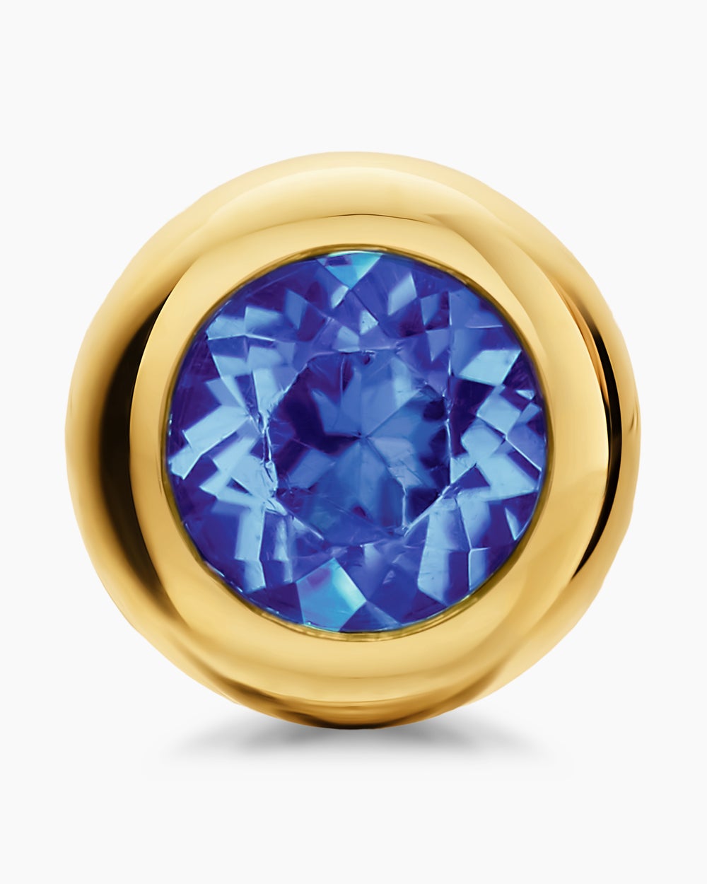 Clous d’oreilles sertis en chaton en or jaune 18 carats et tanzanite, 6,6 mm femmes