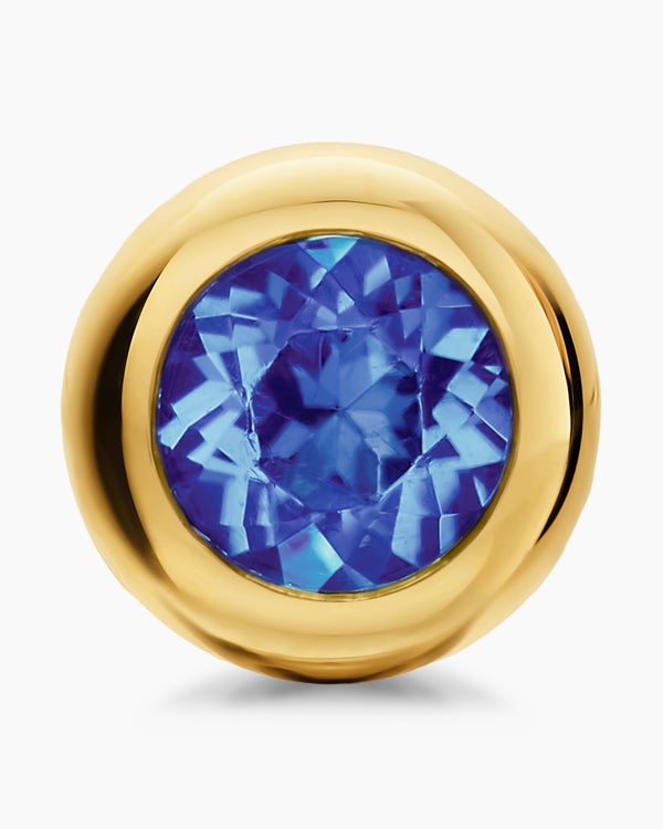 Bezel Set Stud Earrings in 18K Yellow Gold with Tanzanite, 6.6mm