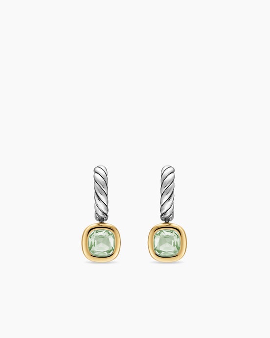 DY Mercer® Color Drop Earrings in Sterling Silver with 14K Yellow Gold and Prasiolite, 6mm