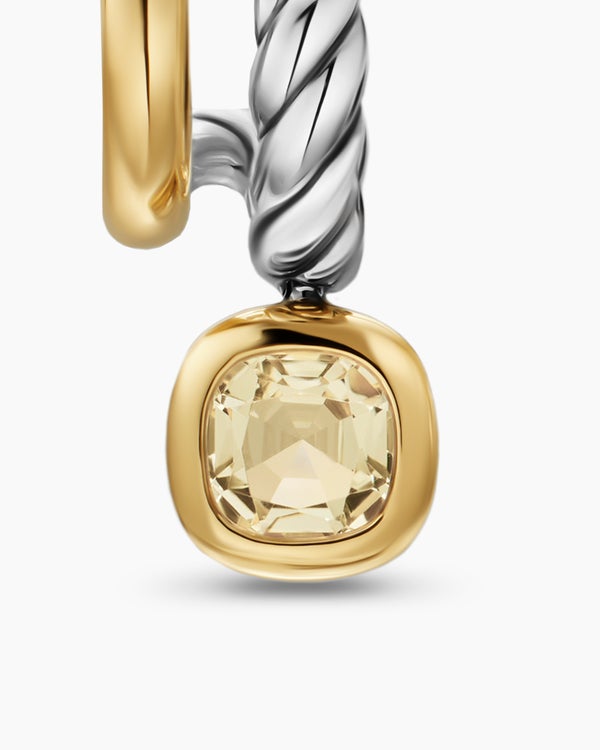 DY Mercer® Colour Two Row Drop Earrings in Sterling Silver with 18K Yellow Gold and Champagne Citrine, 19.5mm