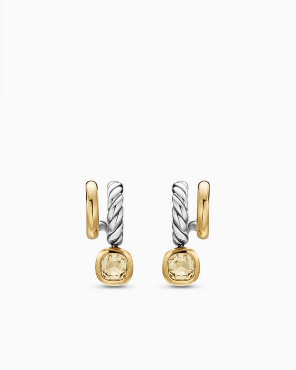 DY Mercer® Colour Two Row Drop Earrings in Sterling Silver with 18K Yellow Gold and Champagne Citrine, 19.5mm