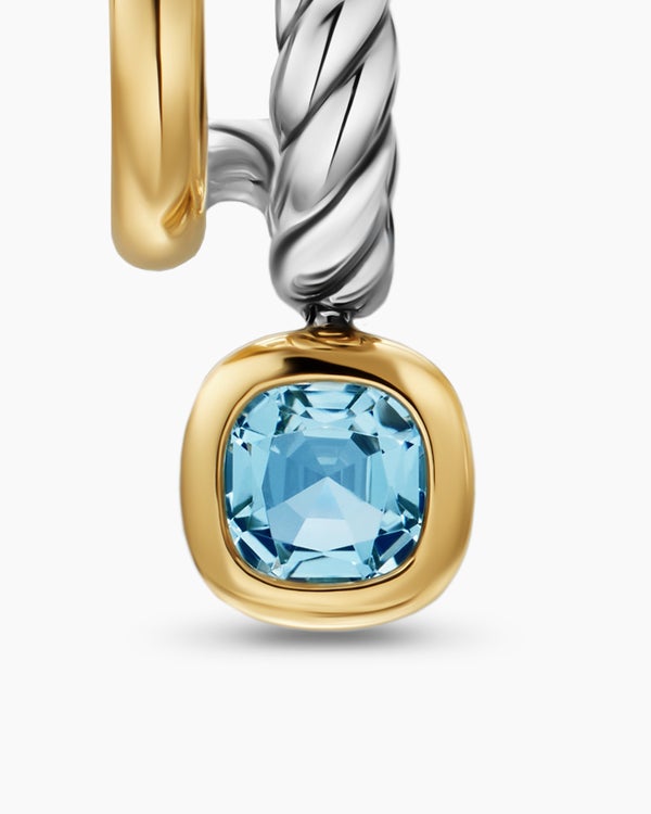 DY Mercer® Colour Two Row Drop Earrings in Sterling Silver with 18K Yellow Gold and Sky Blue Topaz, 19.5mm