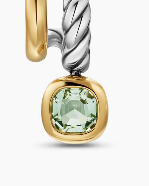 Womens DY Mercer® Color Two Row Drop Earrings in Sterling Silver with 18K Yellow Gold and Prasiolite, 19.5mm