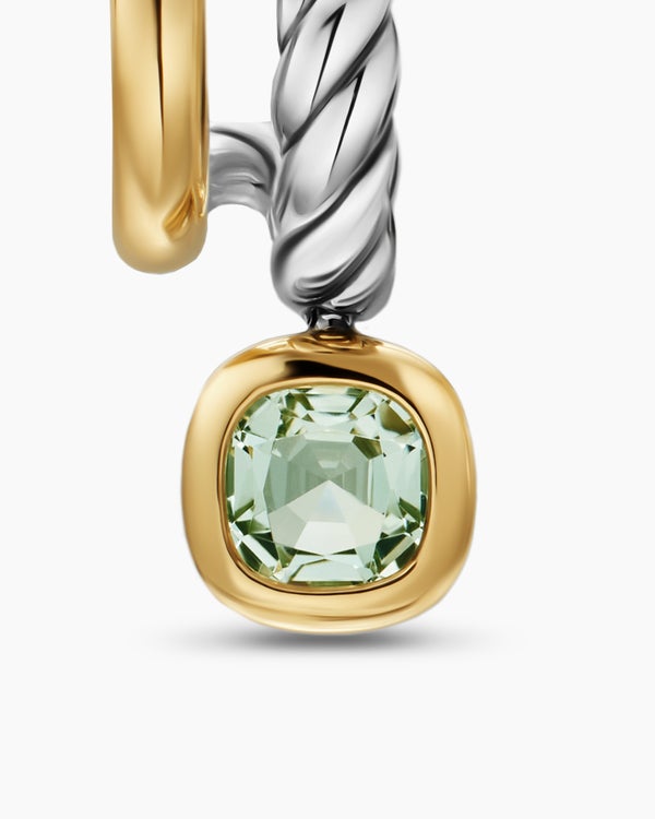 DY Mercer® Colour Two Row Drop Earrings in Sterling Silver with 18K Yellow Gold and Prasiolite, 19.5mm