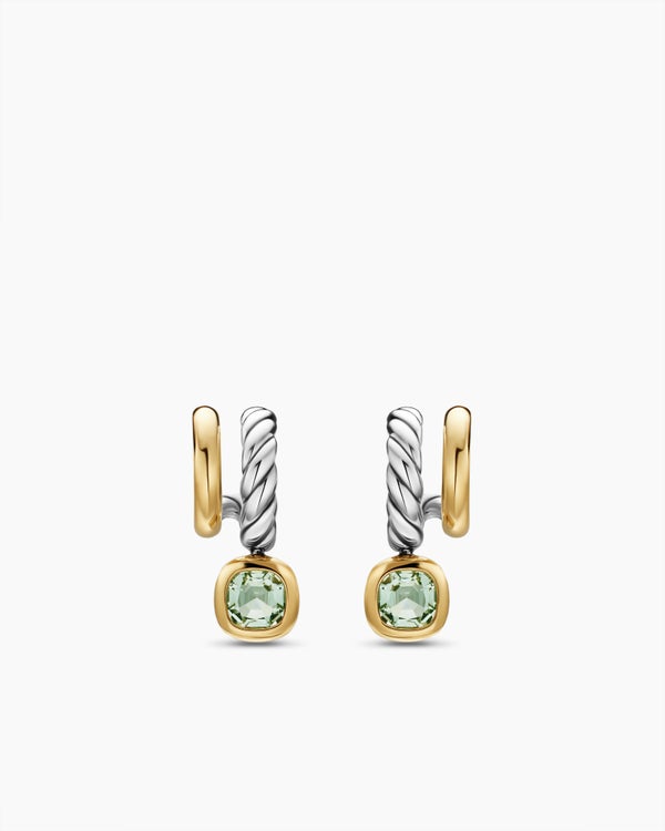 DY Mercer® Colour Two Row Drop Earrings in Sterling Silver with 18K Yellow Gold and Prasiolite, 19.5mm