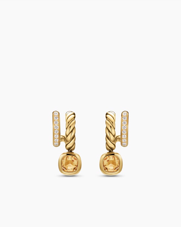 DY Mercer® Colour Two Row Drop Earrings in 18K Yellow Gold with Citrine and Diamonds, 19.5mm