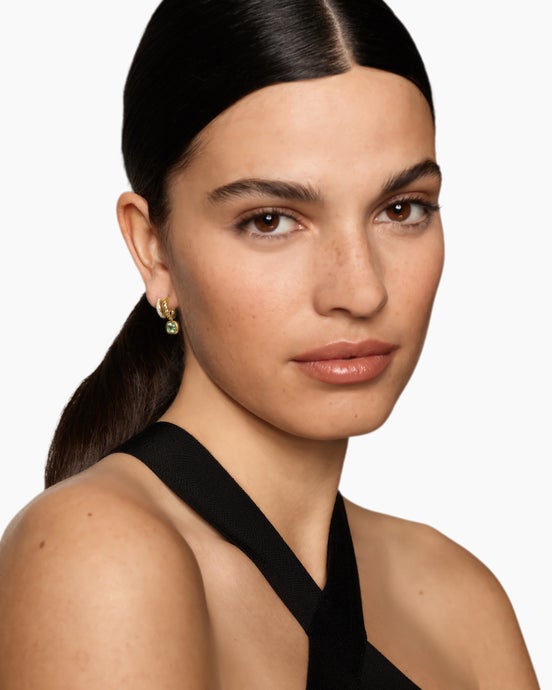 DY Mercer® Color Two Row Drop Earrings in 18K Yellow Gold with Prasiolite and Diamonds, 19.5mm