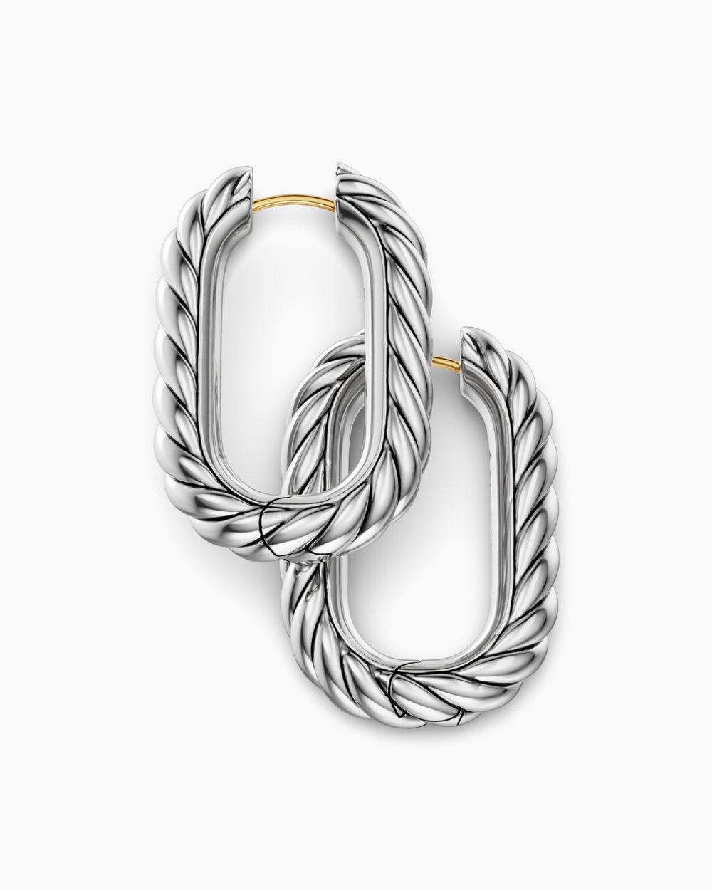 Womens DY Madison® Cable Hoop Earrings in Sterling Silver, 29.3mm