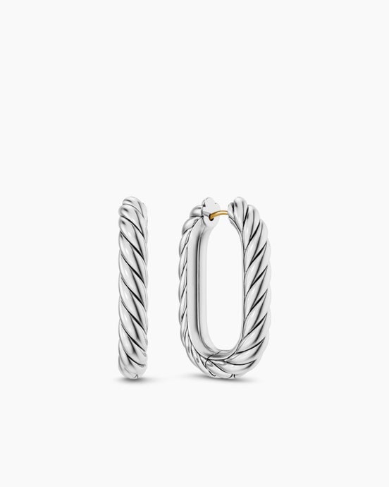 DY Madison® Cable Hoop Earrings in Sterling Silver, 29.3mm