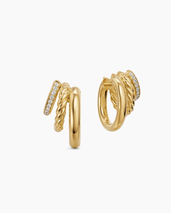 DY Mercer® Multi Row Earrings in 18K Yellow Gold with Diamonds, 18mm