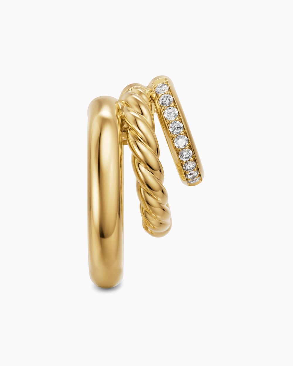 Womens DY Mercer® Multi Row Earrings in 18K Yellow Gold with Diamonds, 18mm