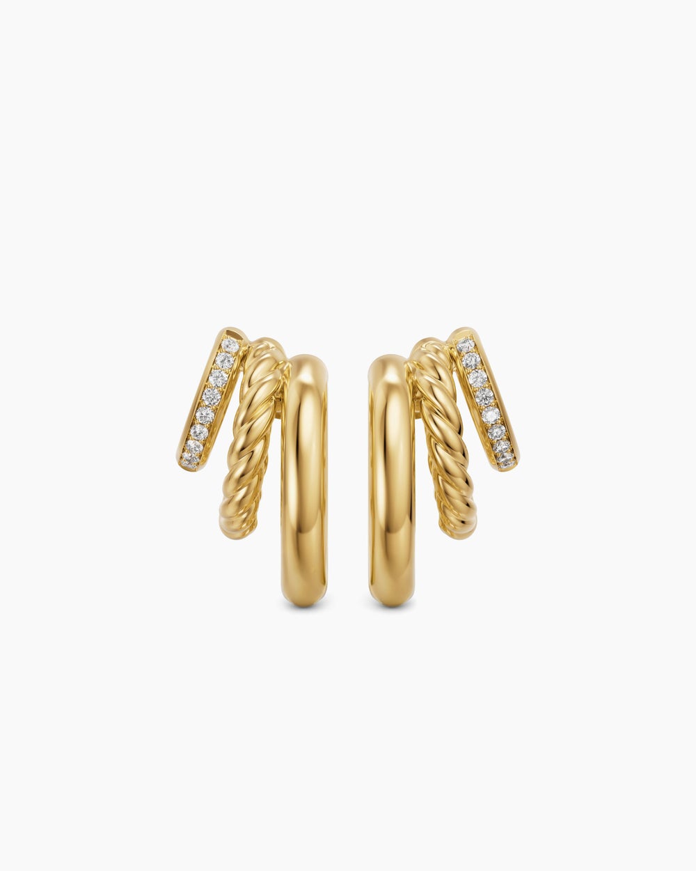 Womens DY Mercer® Multi Row Earrings in 18K Yellow Gold with Diamonds, 18mm