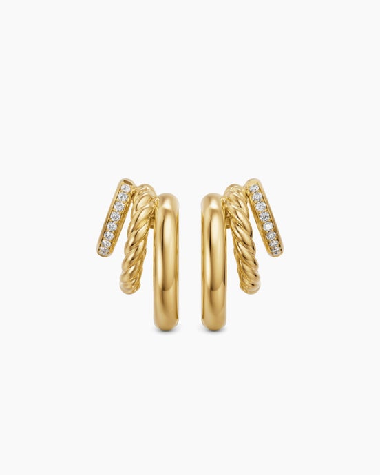 DY Mercer® Multi Row Earrings in 18K Yellow Gold with Diamonds, 18mm