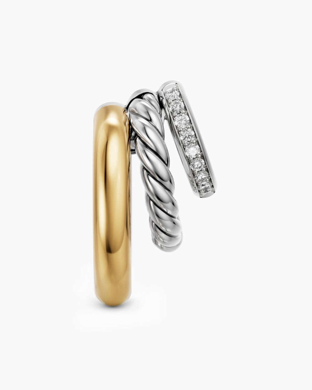 Womens DY Mercer® Multi Row Earrings in Sterling Silver with 14K Yellow Gold and Diamonds, 18mm